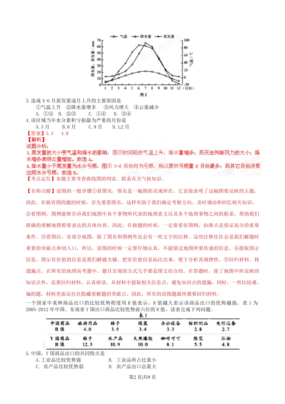 2015年高考地理试卷(福建)(解析卷).pdf_第2页