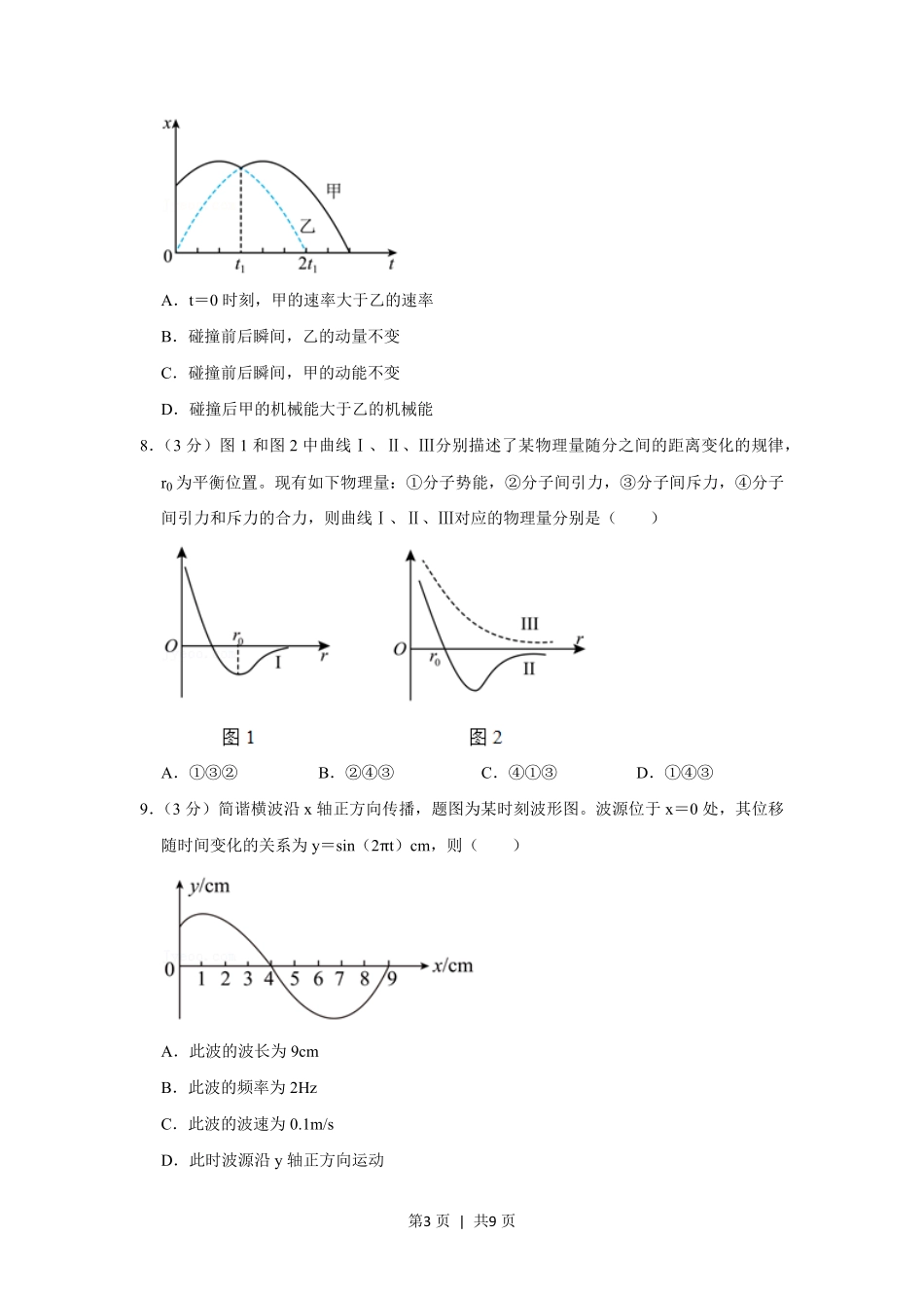 2021年高考物理试卷(重庆)(空白卷).pdf_第3页