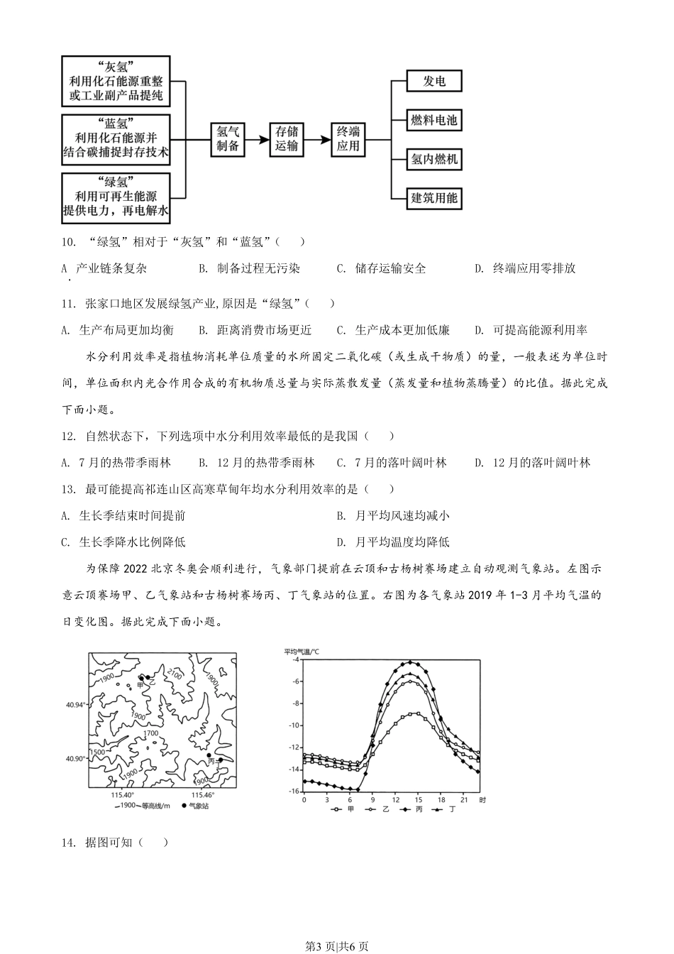 2022年高考地理试卷(辽宁)(空白卷).pdf_第3页