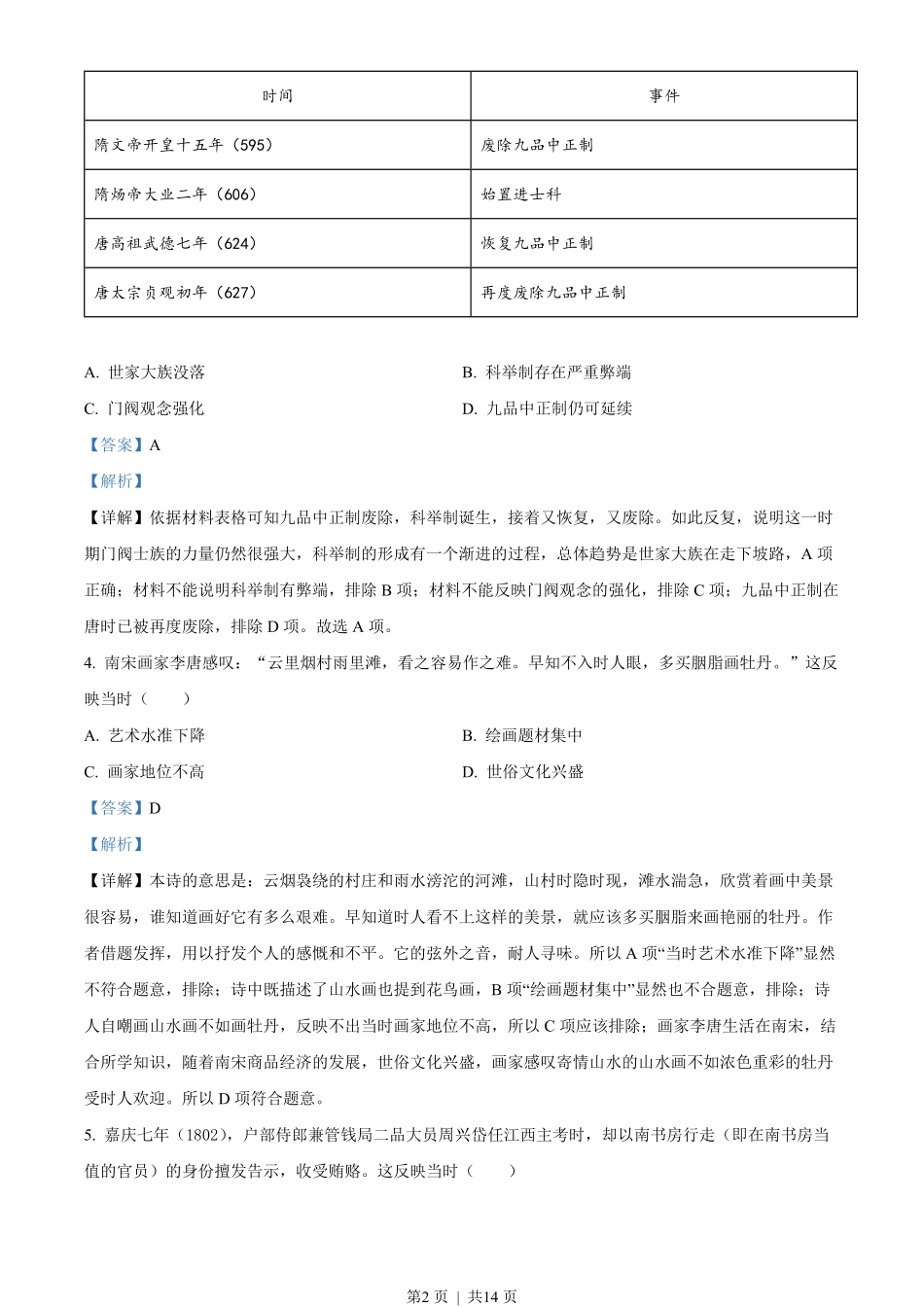 2022年高考历史试卷（湖南）（解析卷）.pdf_第2页