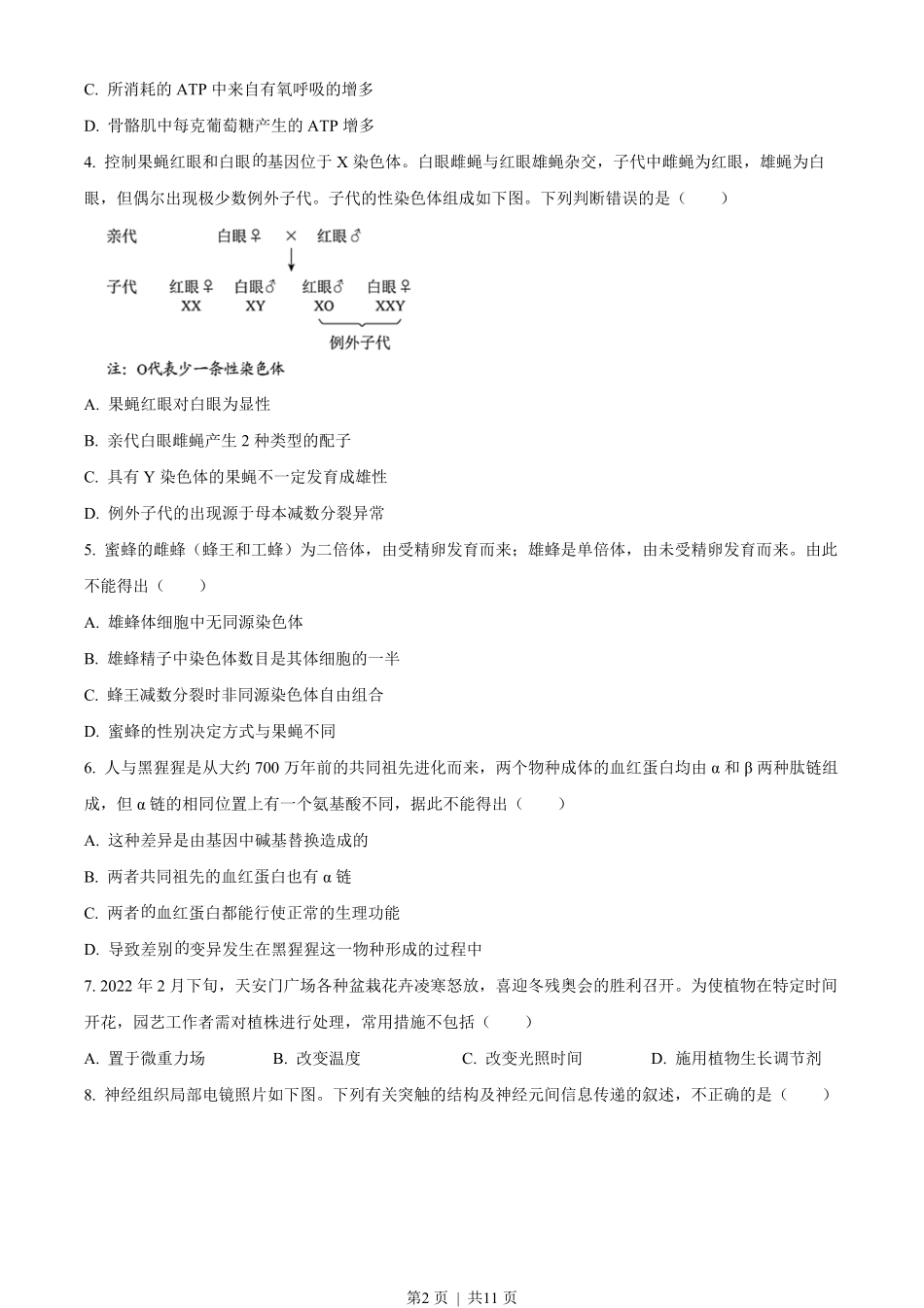 2022年高考生物试卷（北京）（空白卷）.pdf_第2页