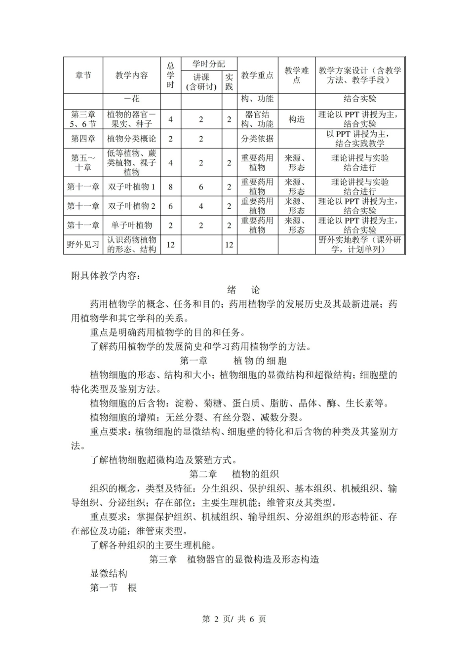 《药用植物学》教学大纲.pdf_第2页