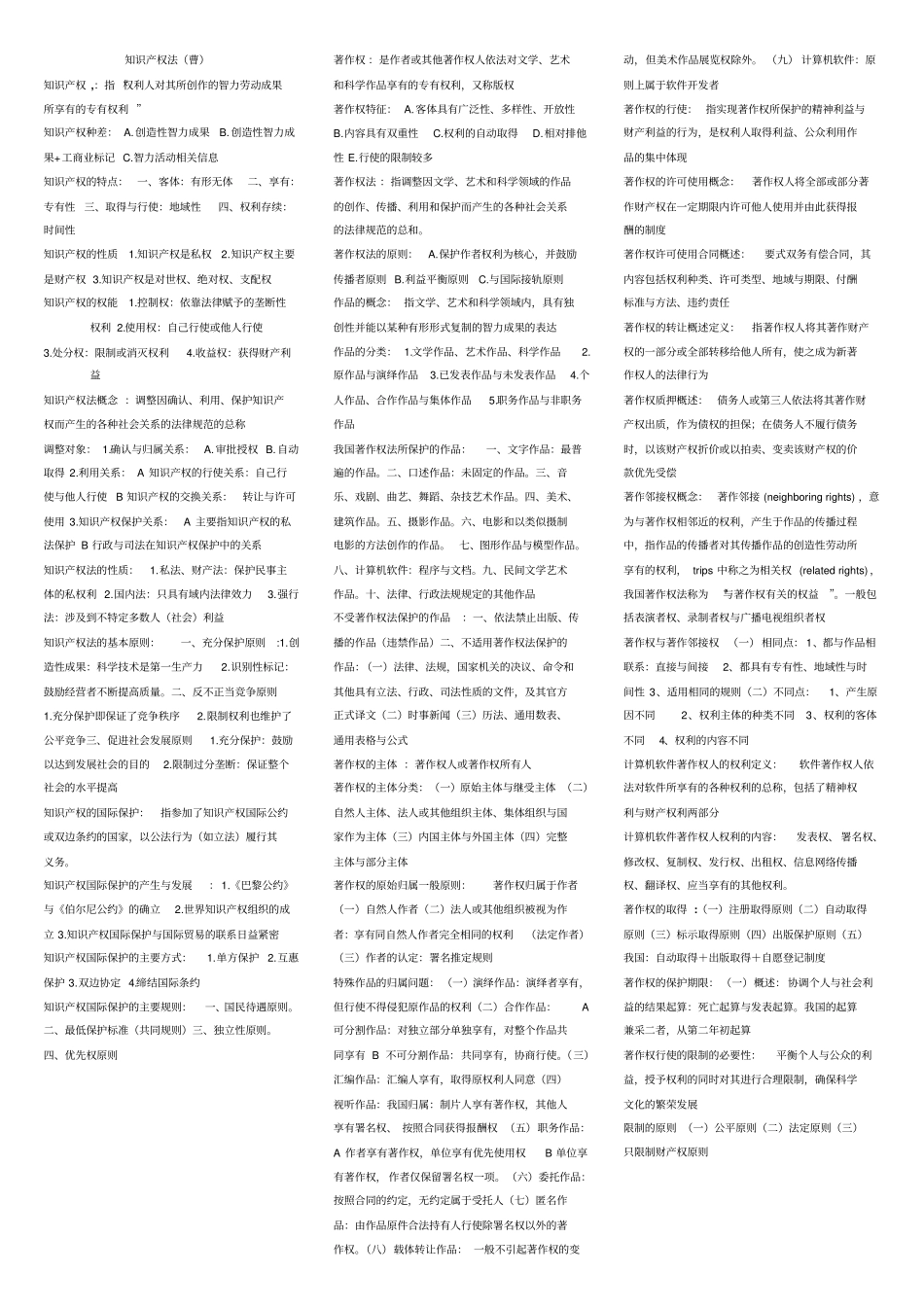 《知识产权法》重点总结知识点【4页】.pdf_第1页