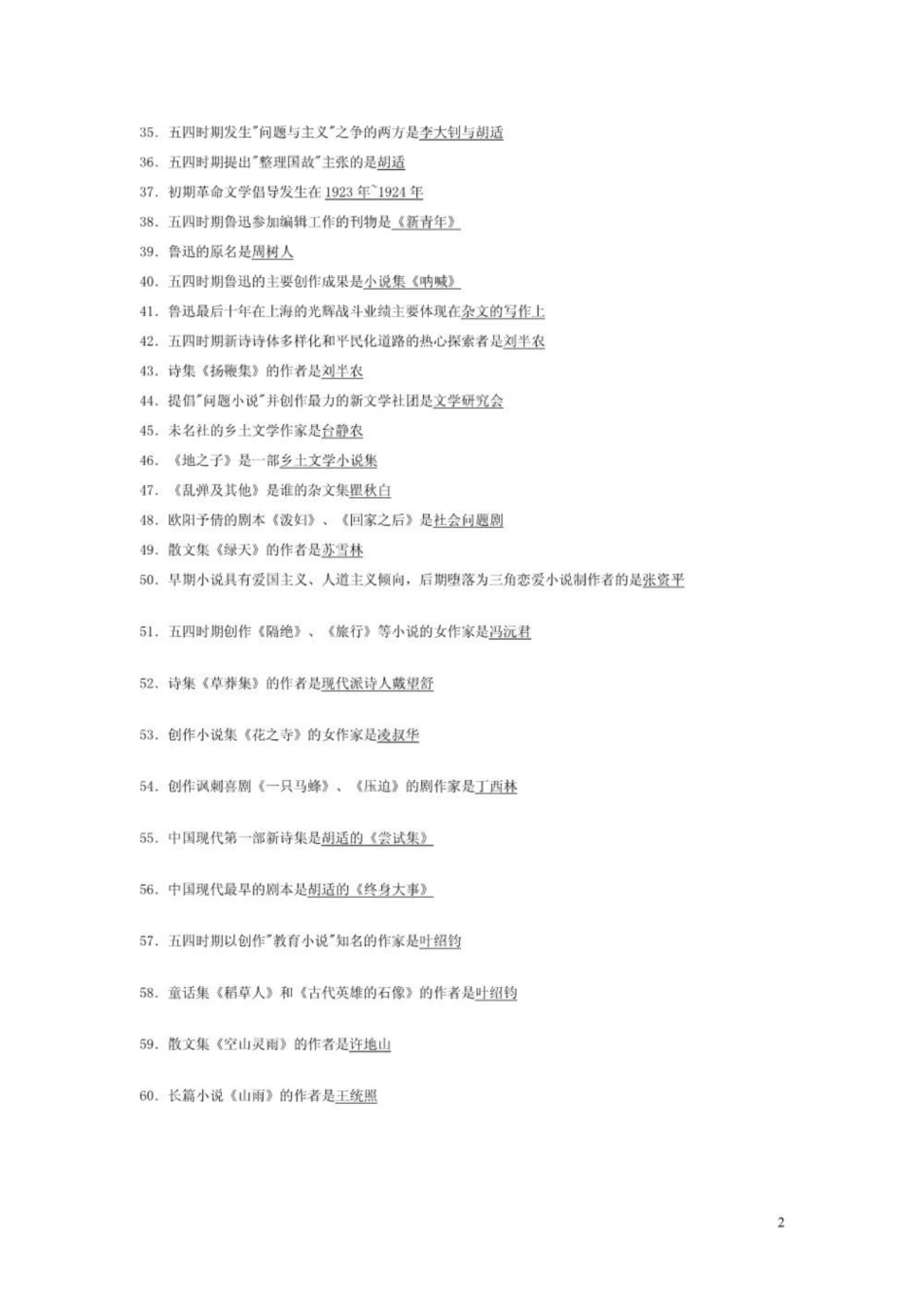 《中国现代文学史》选择题.pdf_第2页