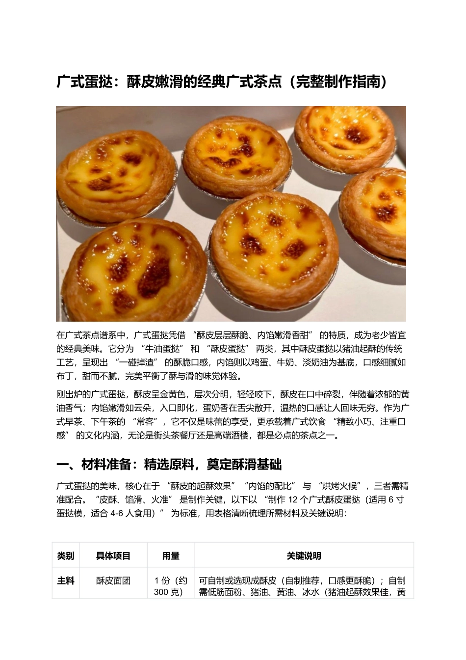广式蛋挞:酥皮嫩滑的经典广式茶点(完整制作指南).docx_第1页