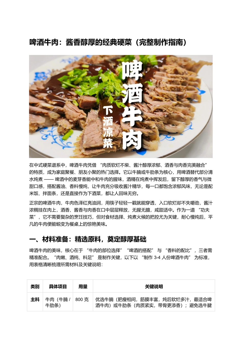 啤酒牛肉:酱香醇厚的经典硬菜(完整制作指南).docx_第1页
