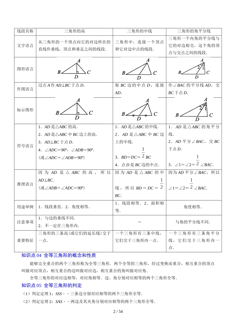 第4章第12讲 章节复习专题:三角形(6个知识点+12大常考题型)(解析版).docx_第2页
