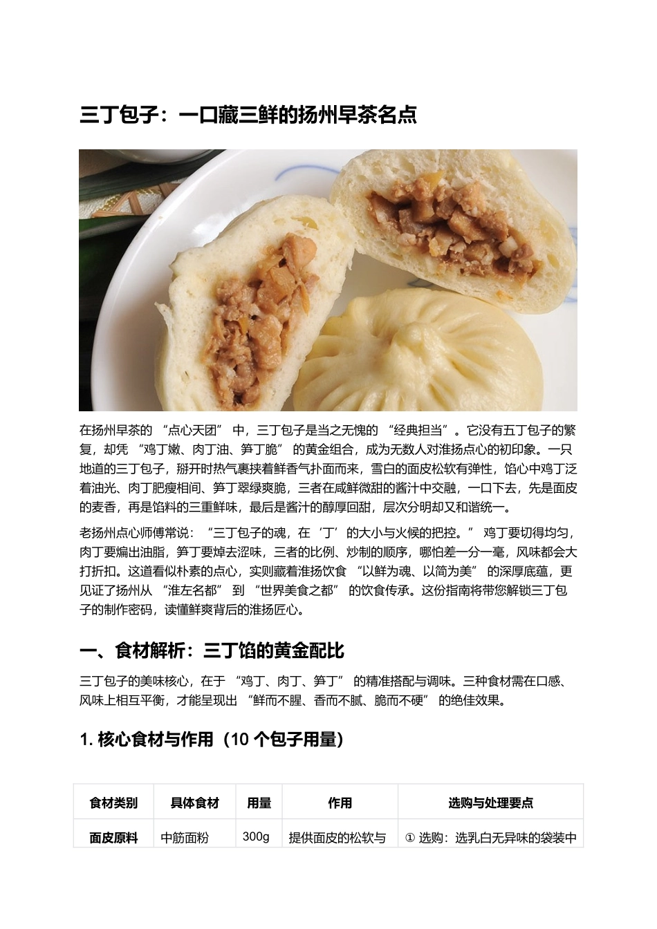 三丁包子:一口藏三鲜的扬州早茶名点.docx_第1页