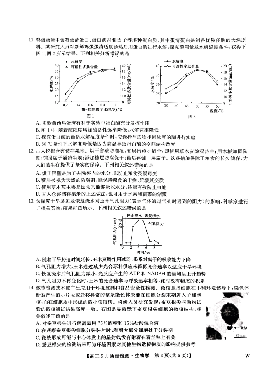 （生物试卷）九师联盟2025届高三9月质量检测生物试卷.pdf_第3页