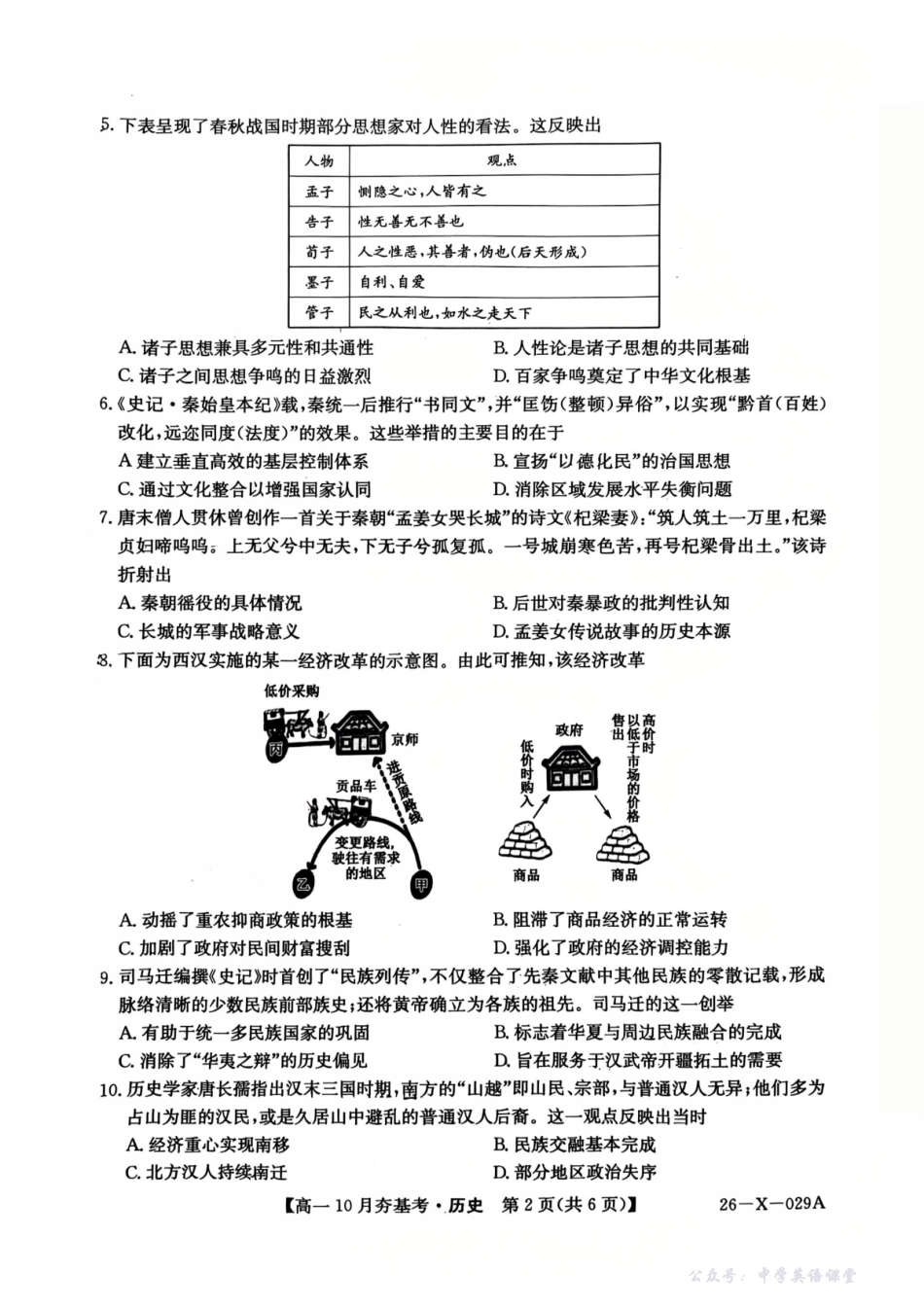【历史】2025-2026学年高一10月夯基考.pdf_第2页