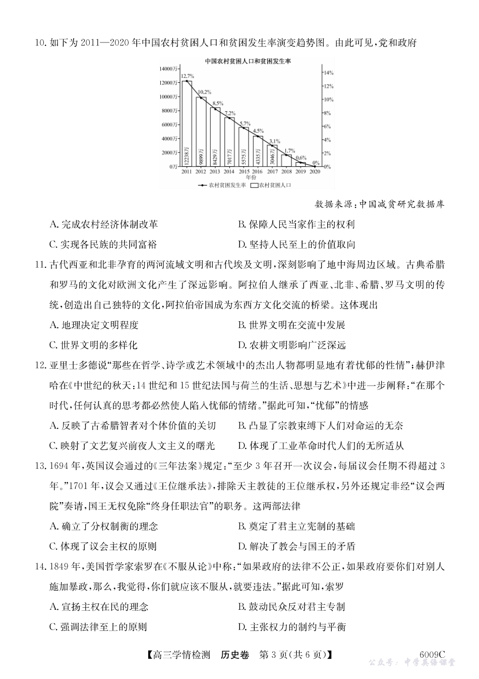 【历史】安徽省2025-2026学年高三上学期摸底大联考.pdf_第3页