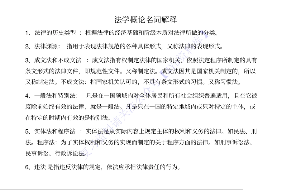 【名词解释 258个】00040 法学概论(王磊) 1.pdf_第1页