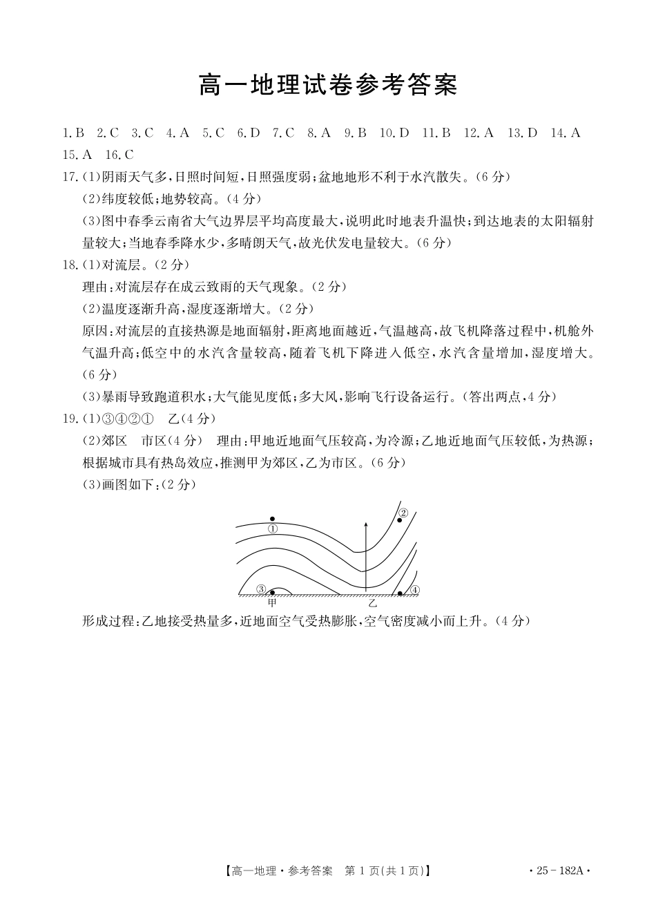 【内蒙卷】金太阳内蒙古赤峰市名校2024-2025学年高一期中联考地理答案.pdf_第1页