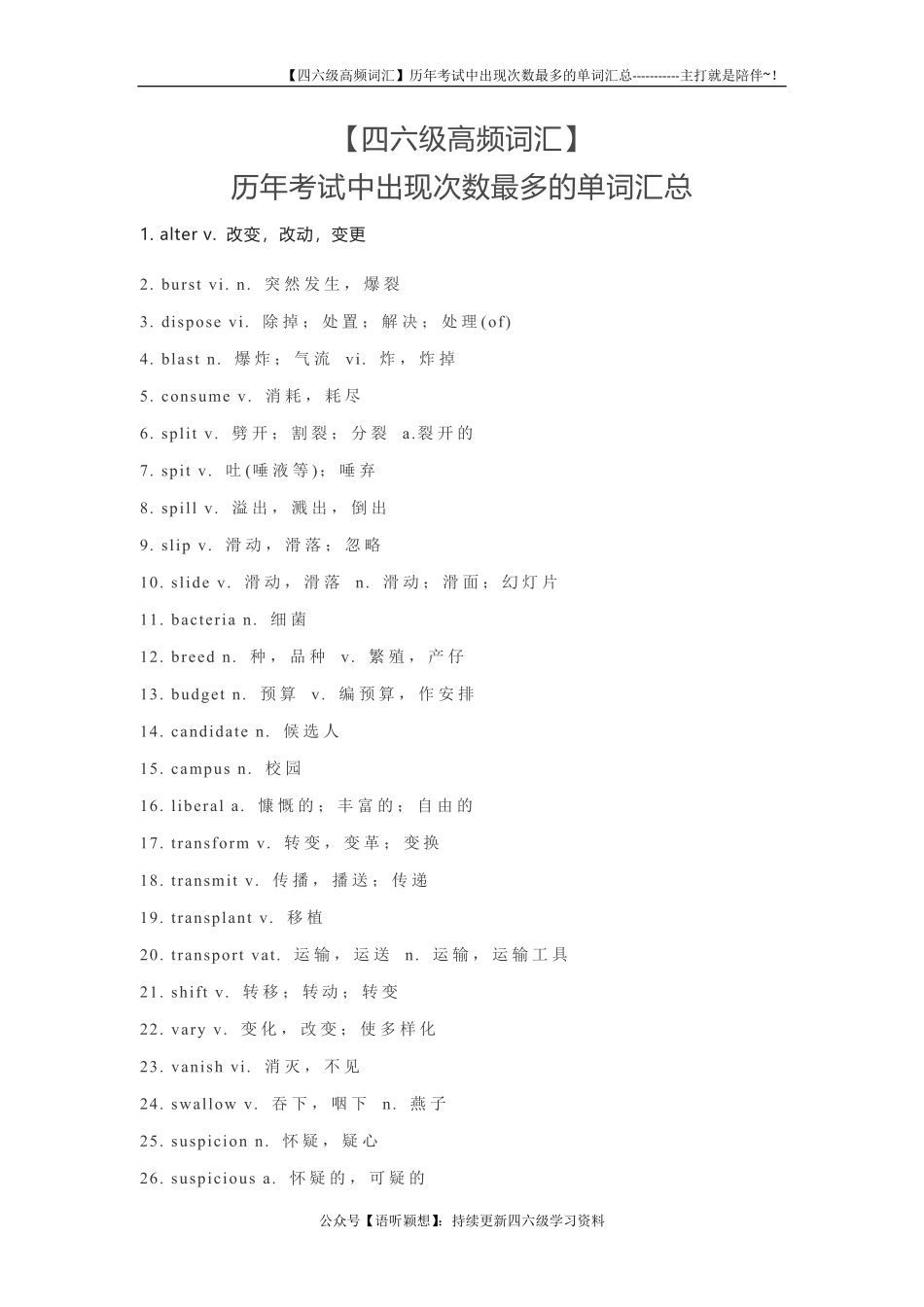 【四六级高频词汇】历年考试中出现次数最多的单词汇总.pdf_第1页