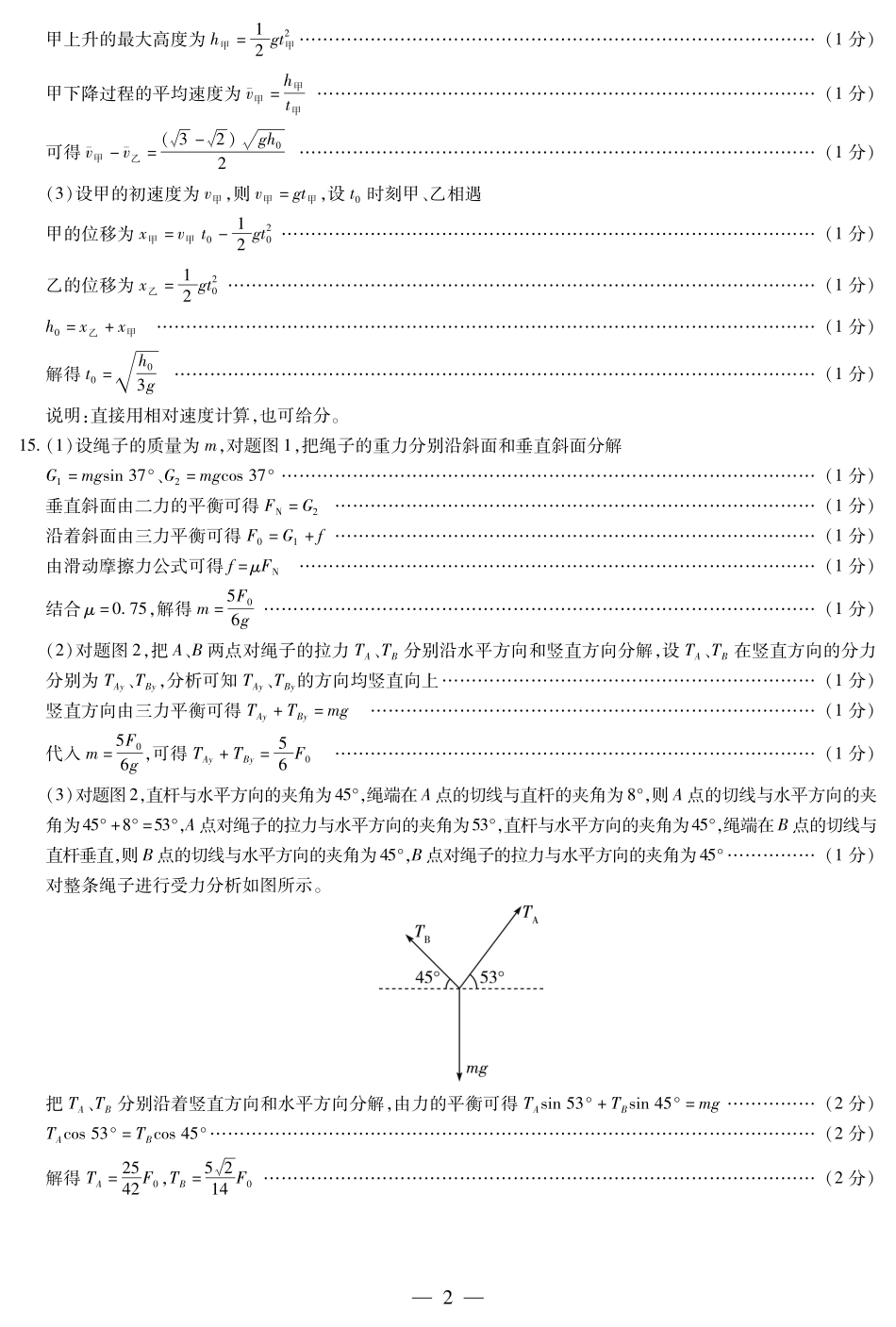 【天一大联考】河南省天一大联考2024—2025学年(上)高一年级期中考试物理答案.pdf_第2页