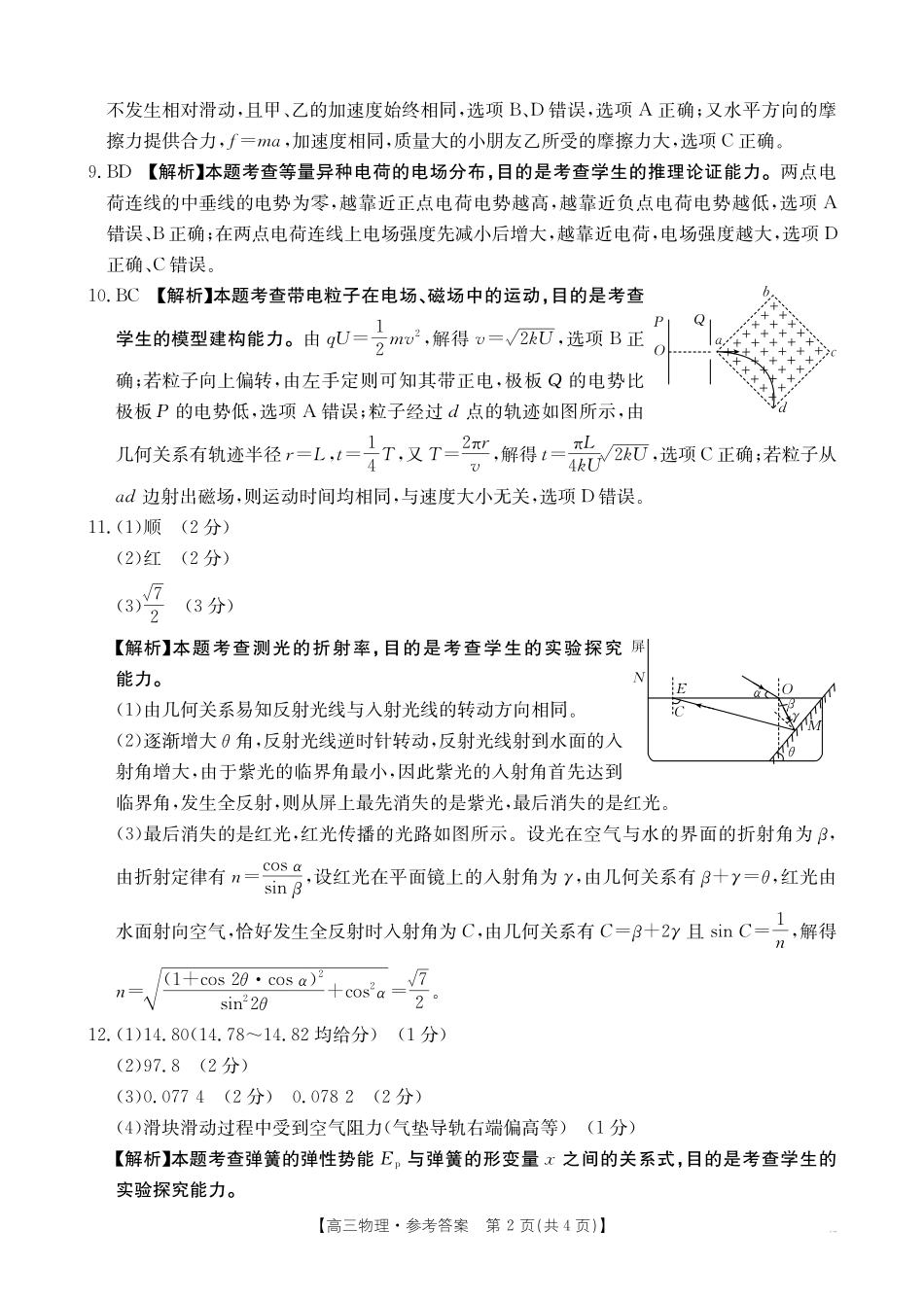 【物理试卷】答案金太阳25-450C高三下学期4月联考（4.24-4.25）.pdf_第2页