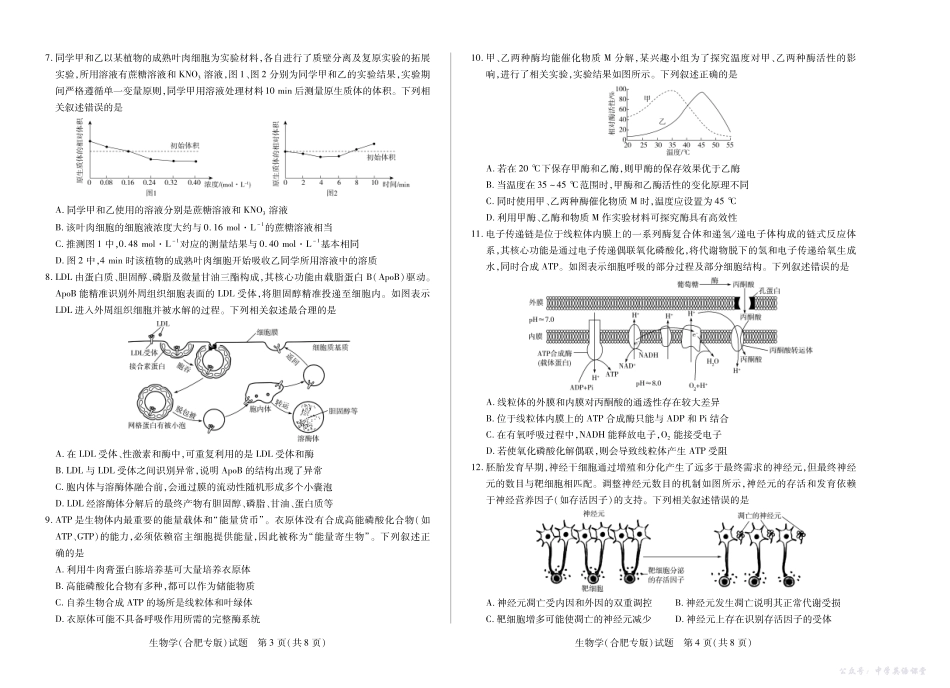 6生物学专版安徽高三十月调研考试.pdf_第2页