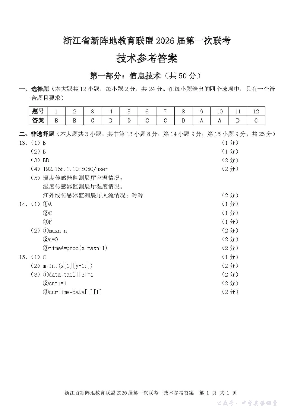 26届新阵地教育联盟国庆返校考技术答案.pdf_第1页