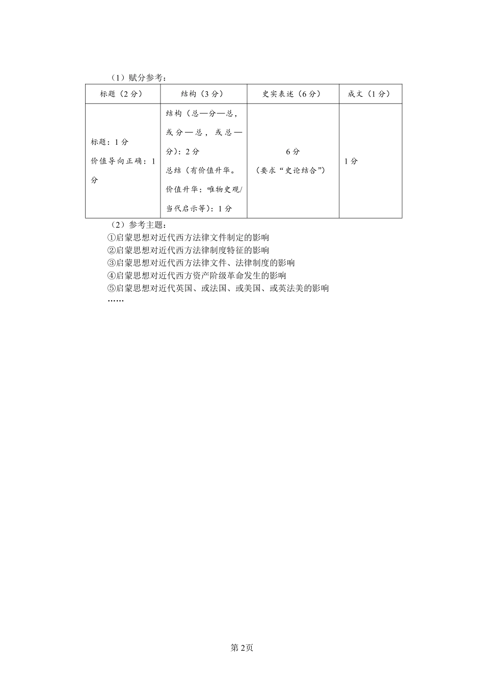 27届高二上半学期入学考试历史答案.pdf_第2页