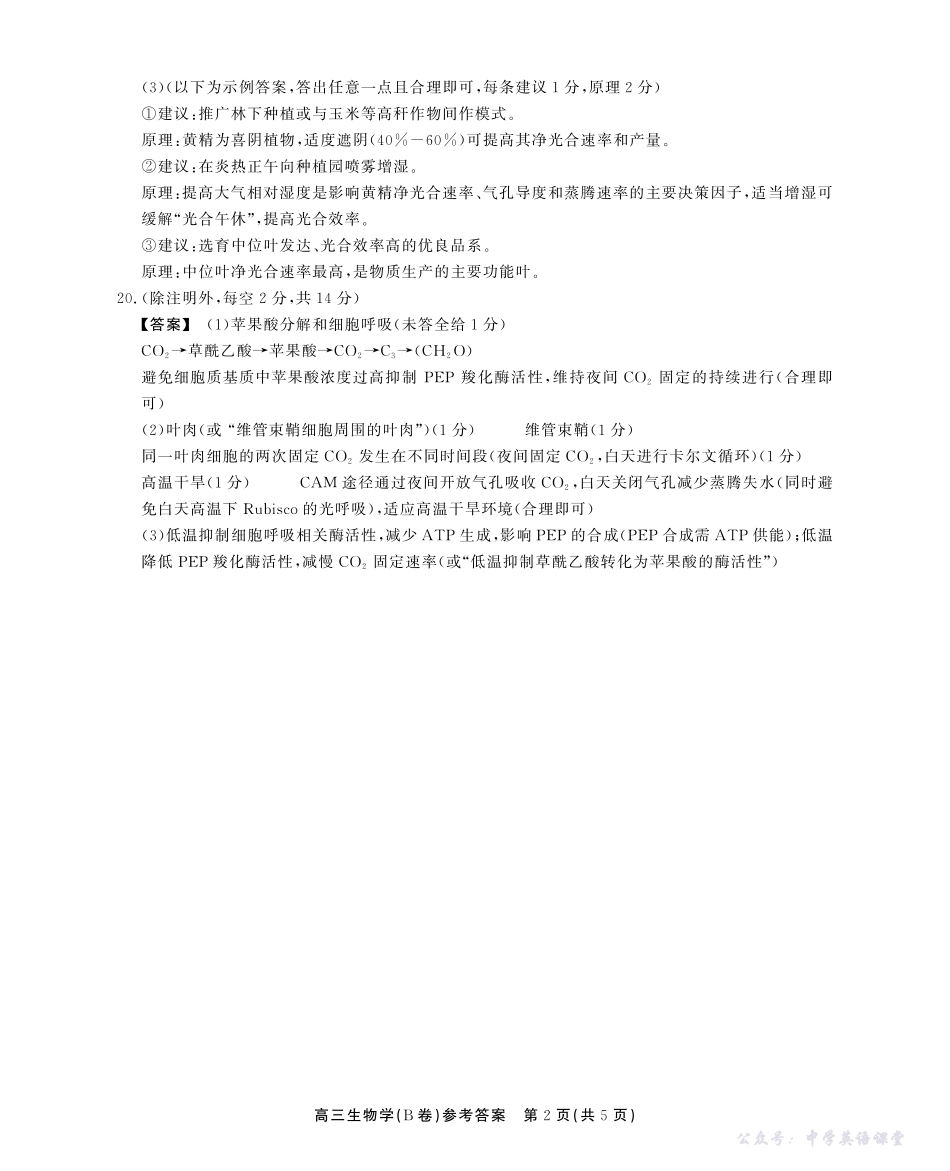 2025-2026学年鼎尖名校大联考生物(B)答案.pdf_第2页