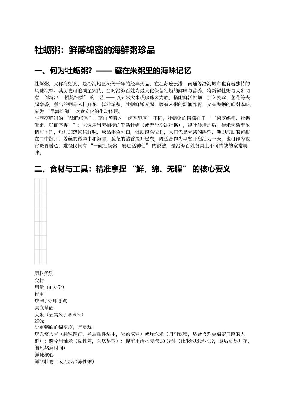 牡蛎粥:鲜醇绵密的海鲜粥珍品.docx_第1页