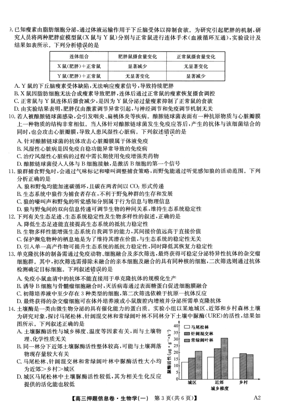 2025版百师联盟高考《信息押题卷》信息卷一生物试卷.pdf_第3页