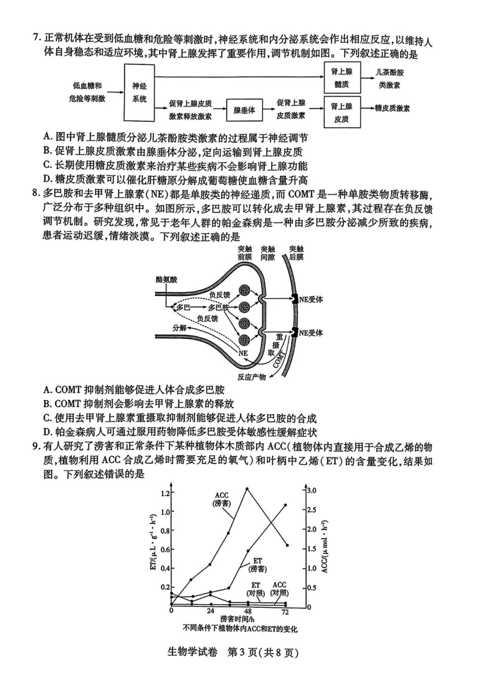 安徽省滁州市2024-2025学年高二下学期期末教学质量监测生物试题(含答案).pdf_第3页