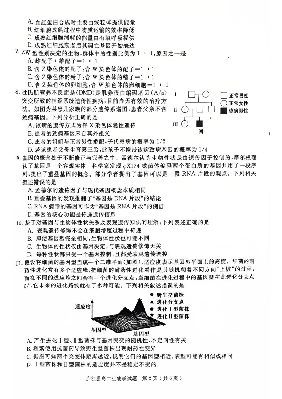 安徽省合肥市庐江县2024-2025学年高二下学期7月期末生物试题.pdf_第2页
