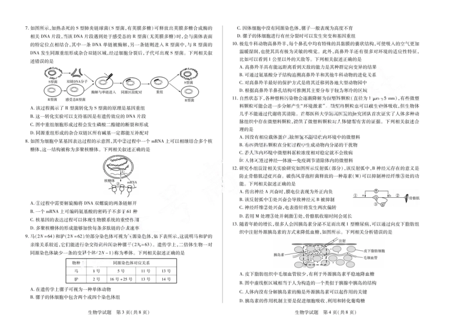 安徽省天一大联考安徽2024-2025学年高三12月联考（12.19-12.20）生物试卷+答案.pdf_第2页
