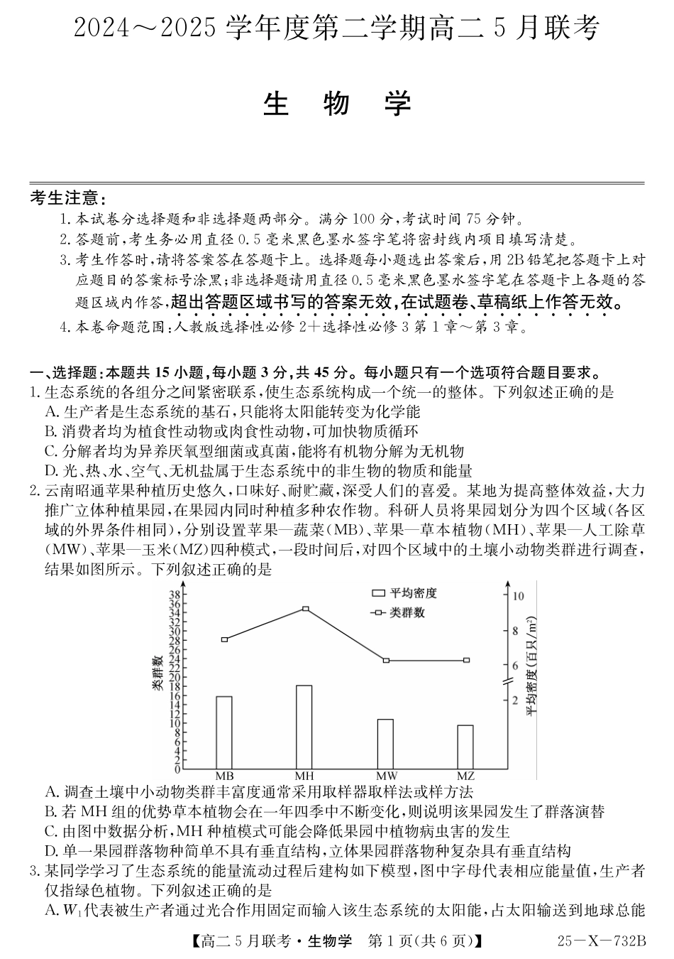 安徽省县中联盟2024-2025学年高二下学期5月联考生物.pdf_第1页