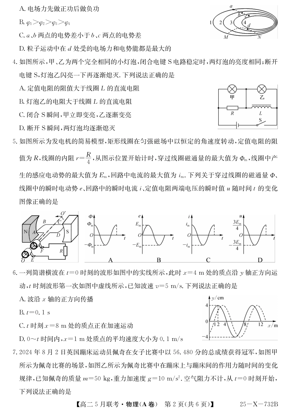 安徽省县中联盟2024-2025学年高二下学期5月联考物理(A卷).pdf_第2页