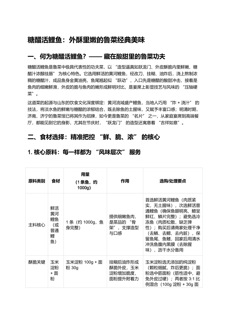 糖醋活鲤鱼：外酥里嫩的鲁菜经典美味.docx_第1页