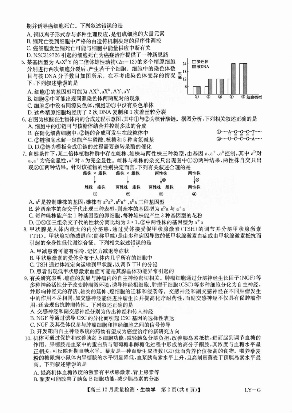 福建省漳州市2025届高三上学期12月联考（九师联盟）（12.23-12.24）生物试卷+答案.pdf_第2页