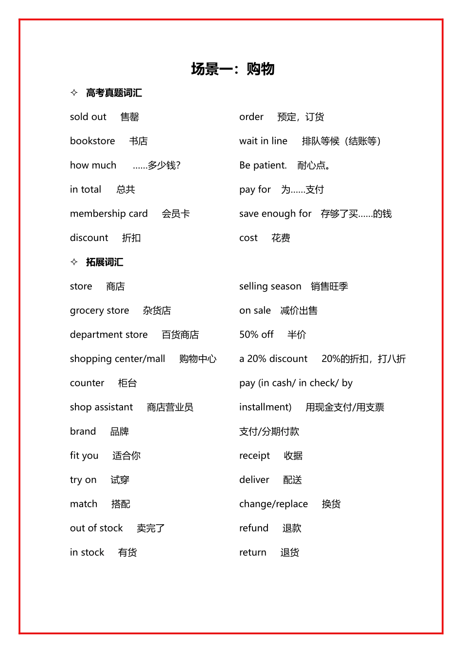 高考听力21场景单词汇（22页）.pdf_第2页