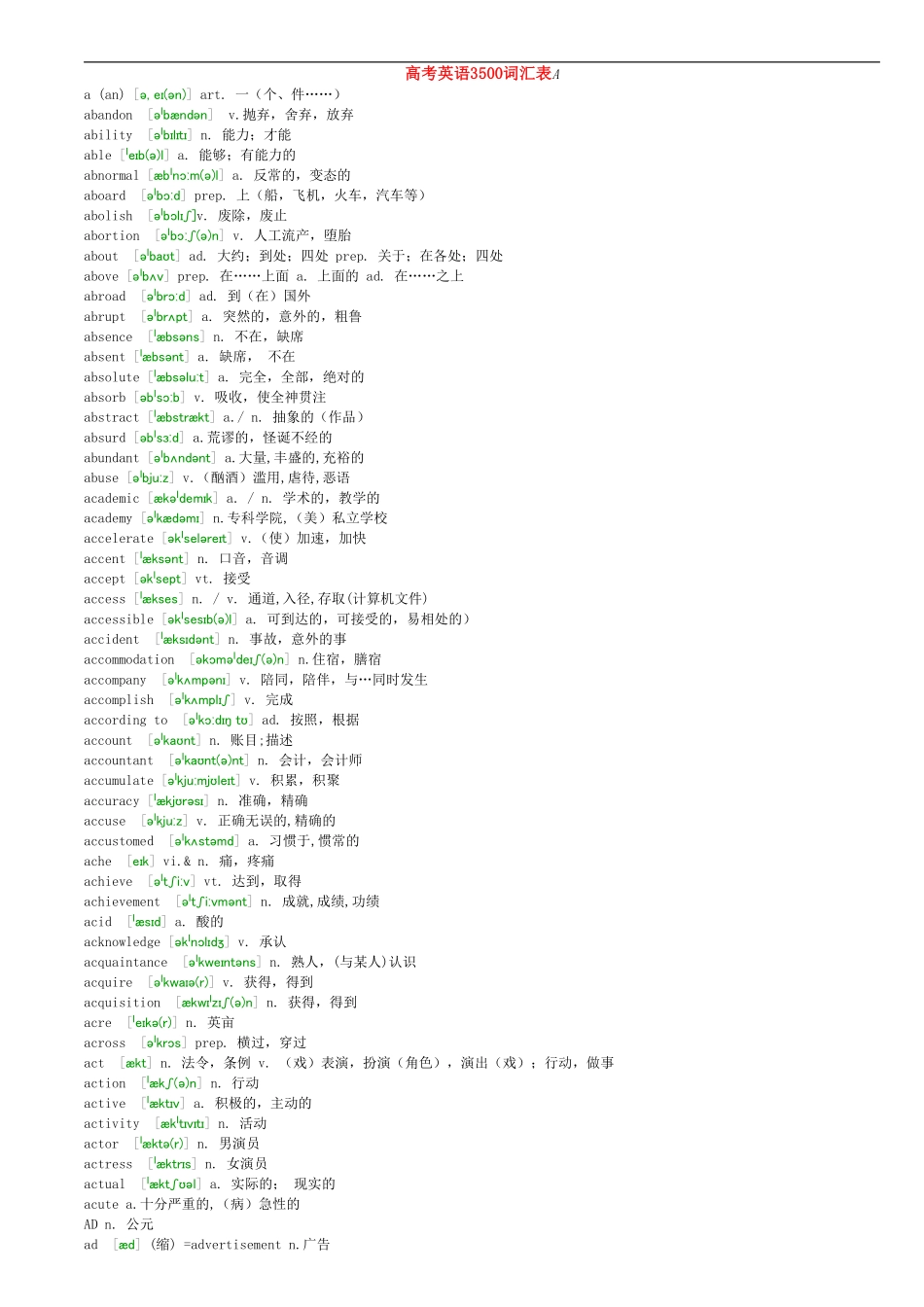 高考英语3500词汇表-带音标.pdf_第1页