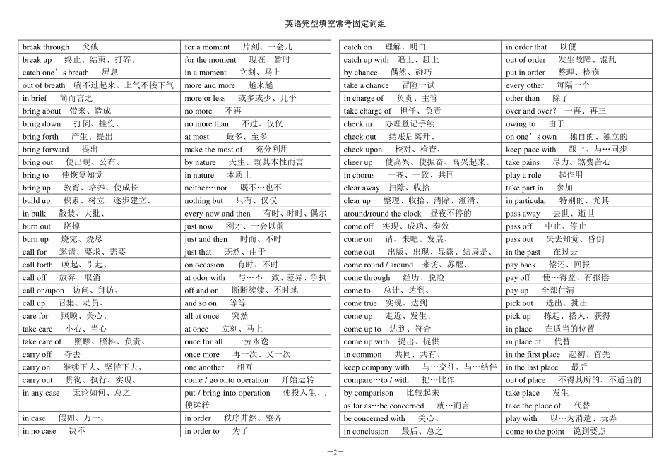 高考英语完型填空常考高频固定词组(6页).pdf_第2页