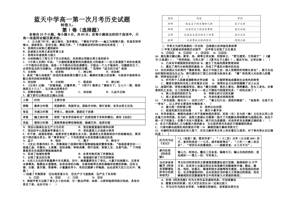 高一历史月考.docx_第1页