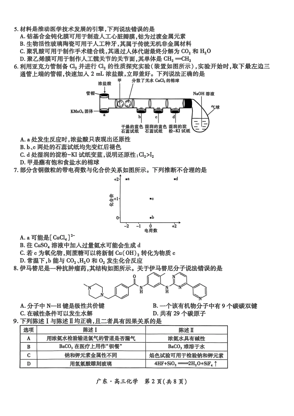 广东高三10月上进联考化学试卷.pdf_第2页