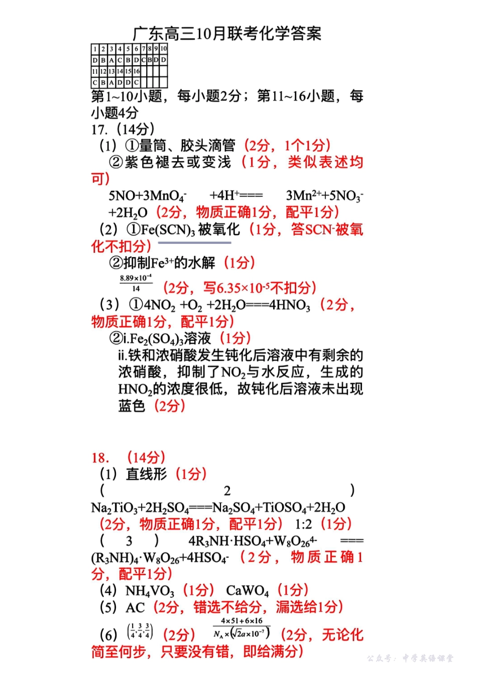 广东省2025—2026学年领航高中联盟一轮复习阶段检测化学答案.pdf_第1页