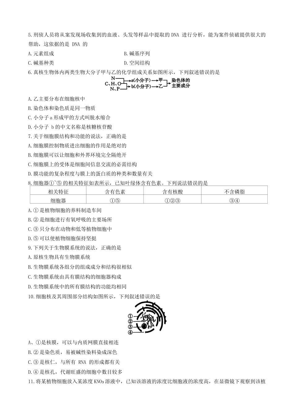 广东省佛山市H7联盟2024-2025学年高一上学期12月联考生物试题.docx_第2页