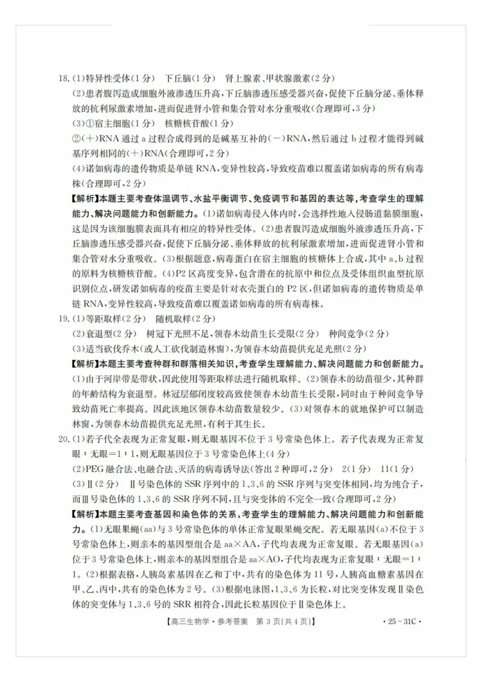 广东省金太阳2025届高三上学期9月联考（金太阳25-31C）（9.26-9.27）生物试卷答案.pdf_第3页