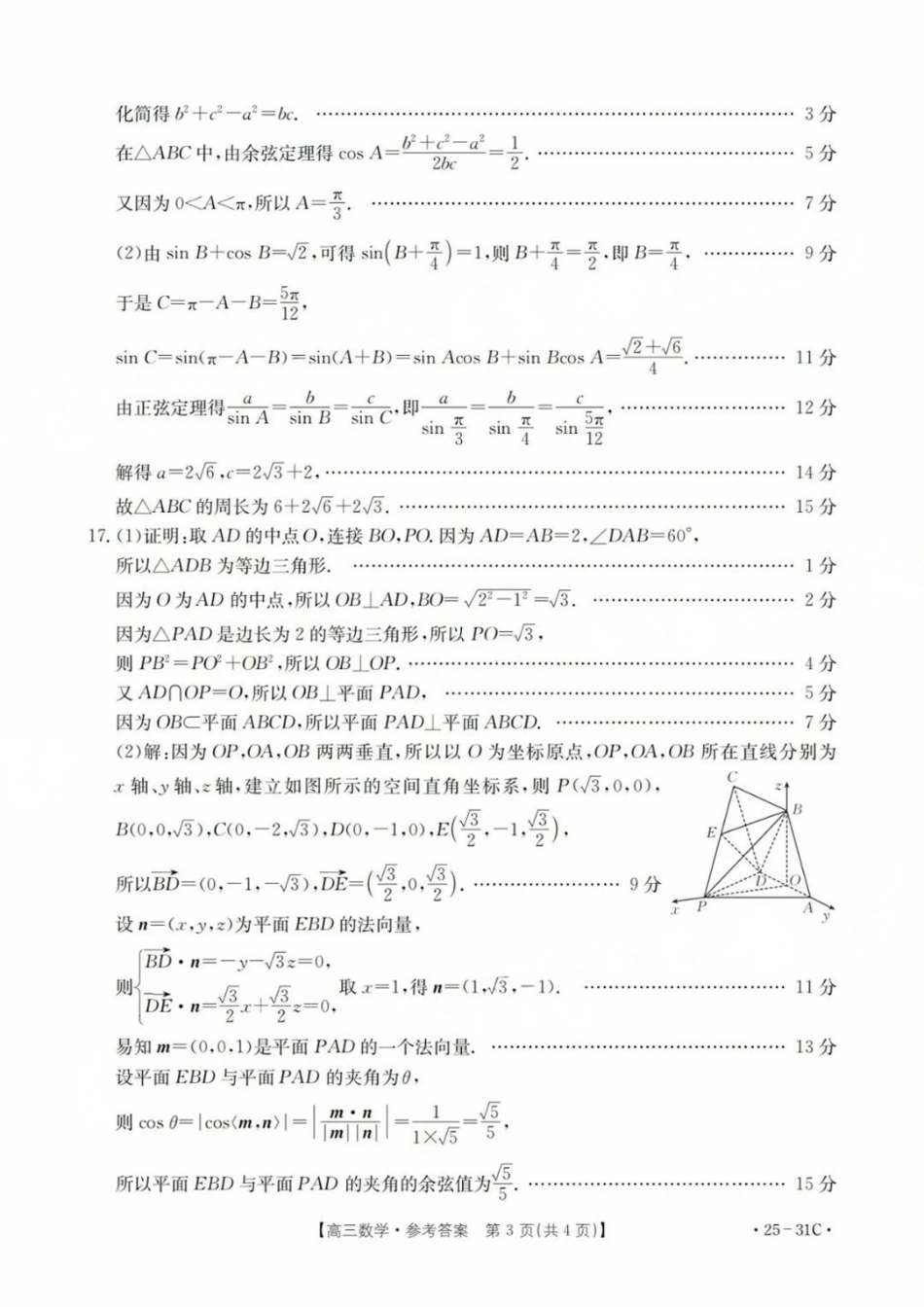 广东省金太阳2025届高三上学期9月联考(金太阳25-31C)(9.26-9.27)数学试卷答案.pdf_第3页