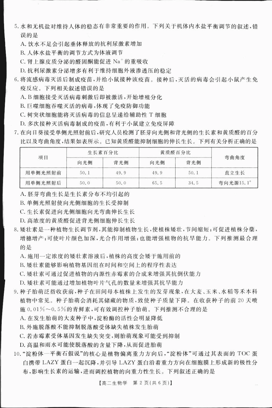 广西2024-2025学年高二上学期12月阶段性考试生物1.pdf_第2页