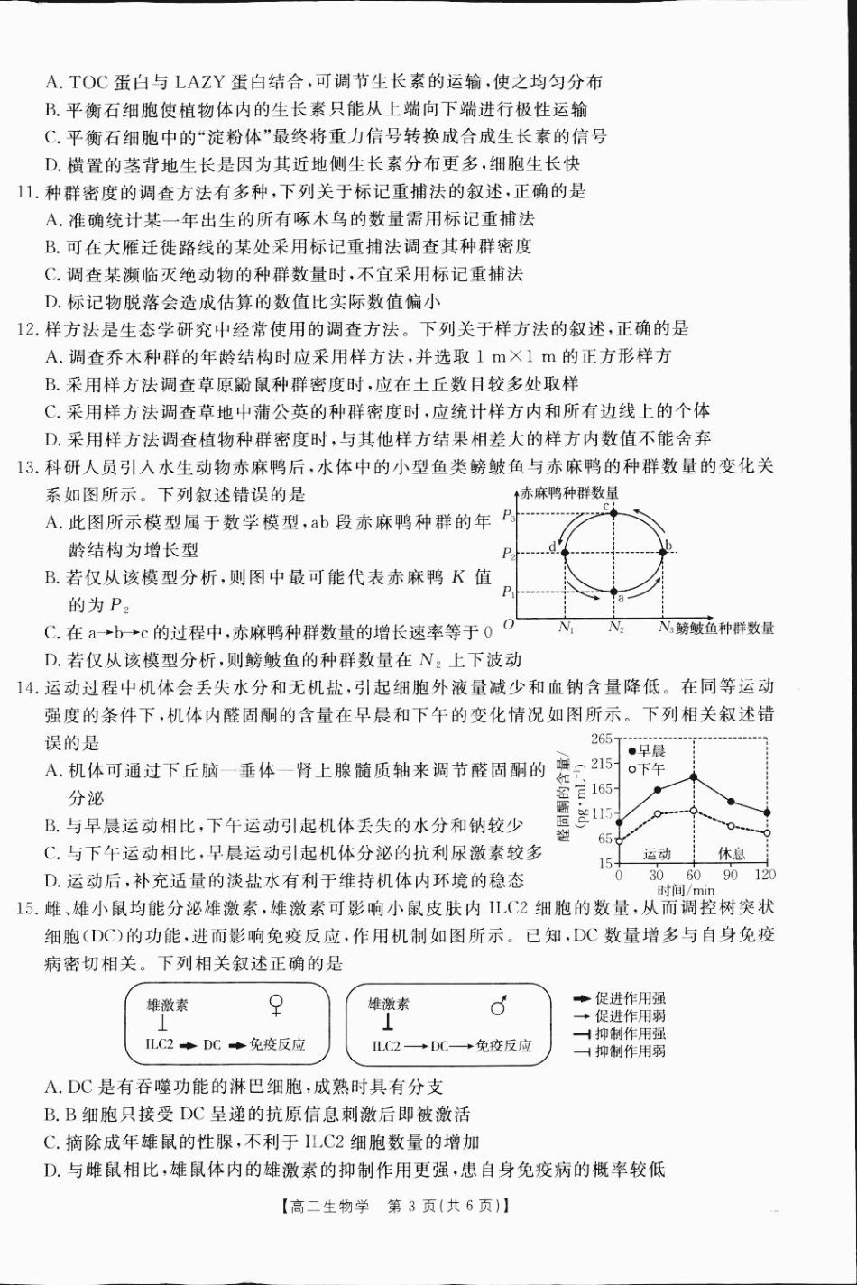 广西2024-2025学年高二上学期12月阶段性考试生物1.pdf_第3页