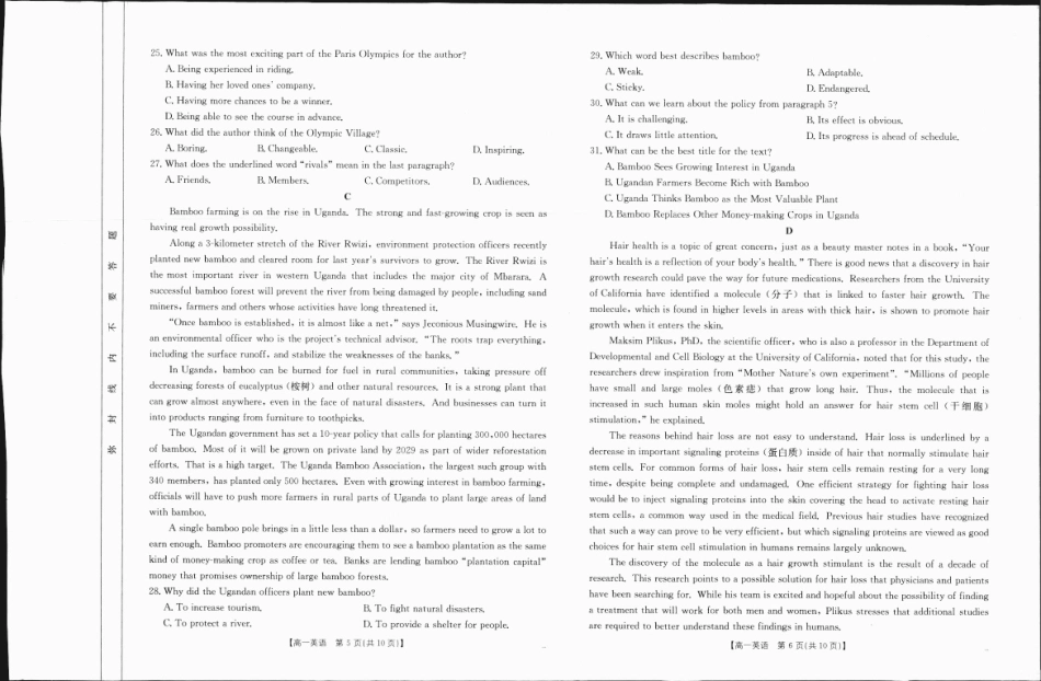 广西2024-2025学年高一上学期12月阶段性考试英语1-.pdf_第3页