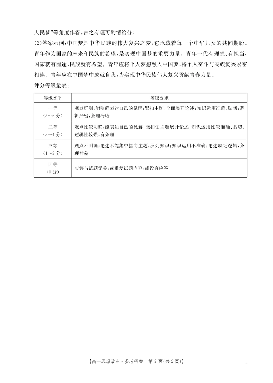 广西2024-2025学年高一上学期12月阶段性考试政治答案.pdf_第2页