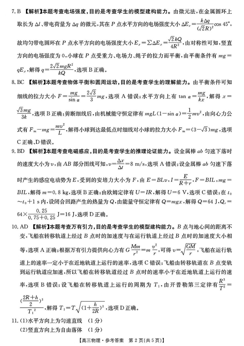 广西百校联考2024-2025学年高三上学期11月月考【金太阳25-145C】1(11.20-11.21)物理试卷答案.pdf_第2页