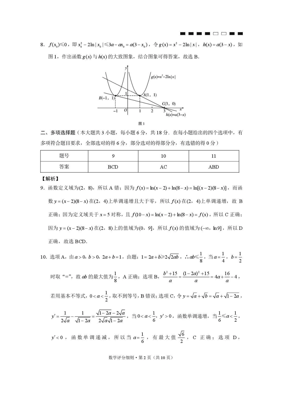 贵阳第一中学2026届高考适应性月考卷(二)数学答案.pdf_第2页