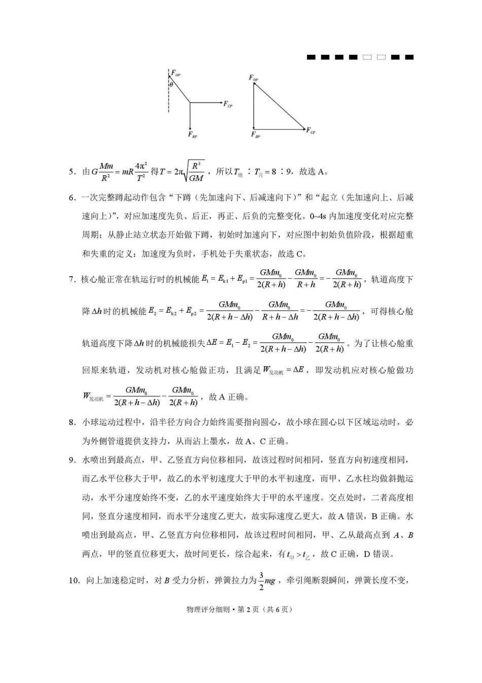 贵阳第一中学2026届高考适应性月考卷(二)物理答案.pdf_第2页