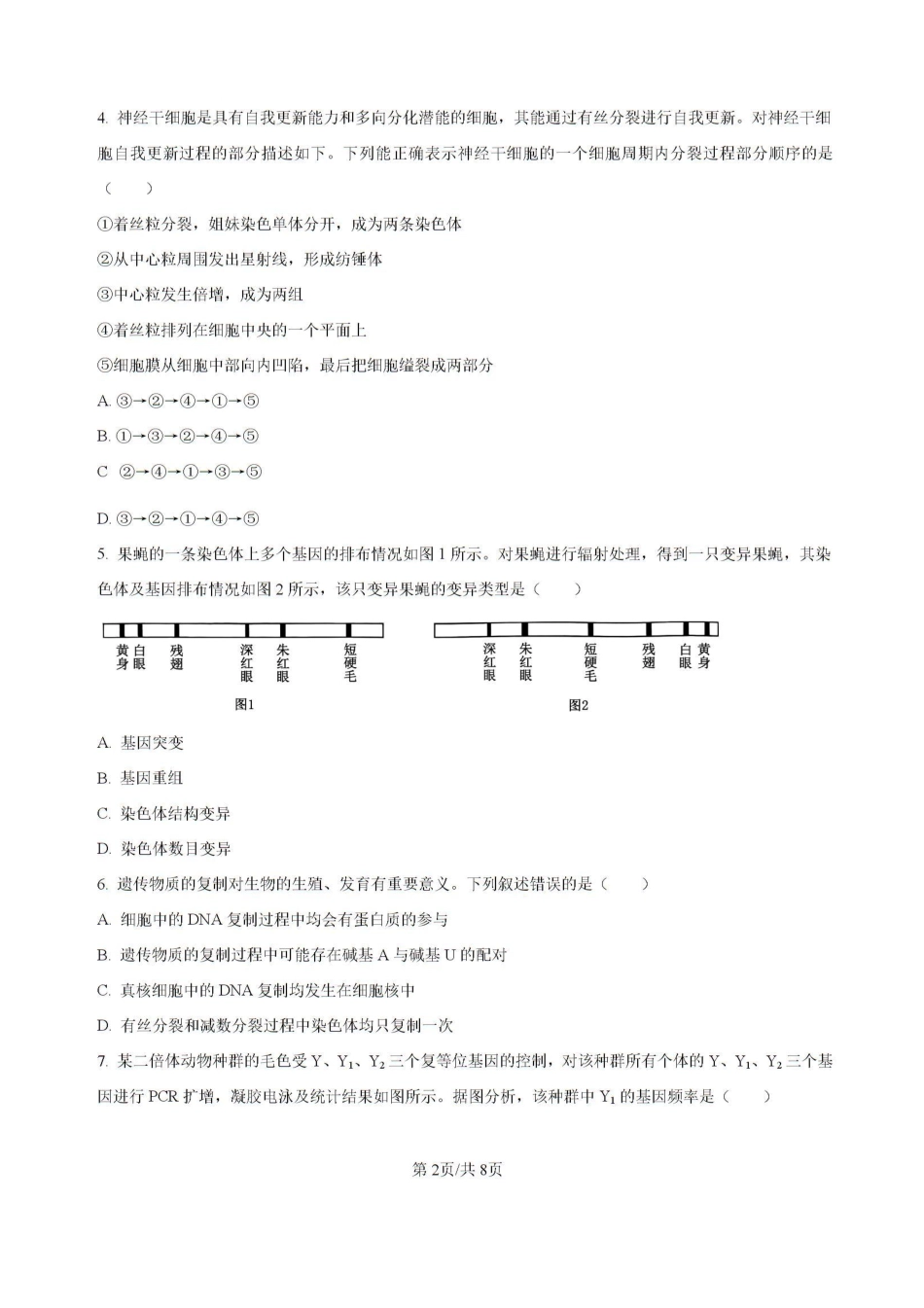 贵州省黔东南州金太阳2025届高三上学期8月开学考试(金太阳25-15C)(8.13-8.14)生物试卷.pdf_第2页